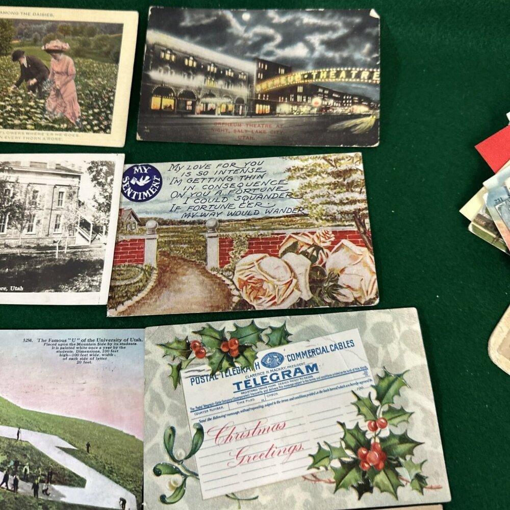 Antique Postcards with Memos and Postage Stamps 1908 through 1914 100 year old - Picture 4 of 16